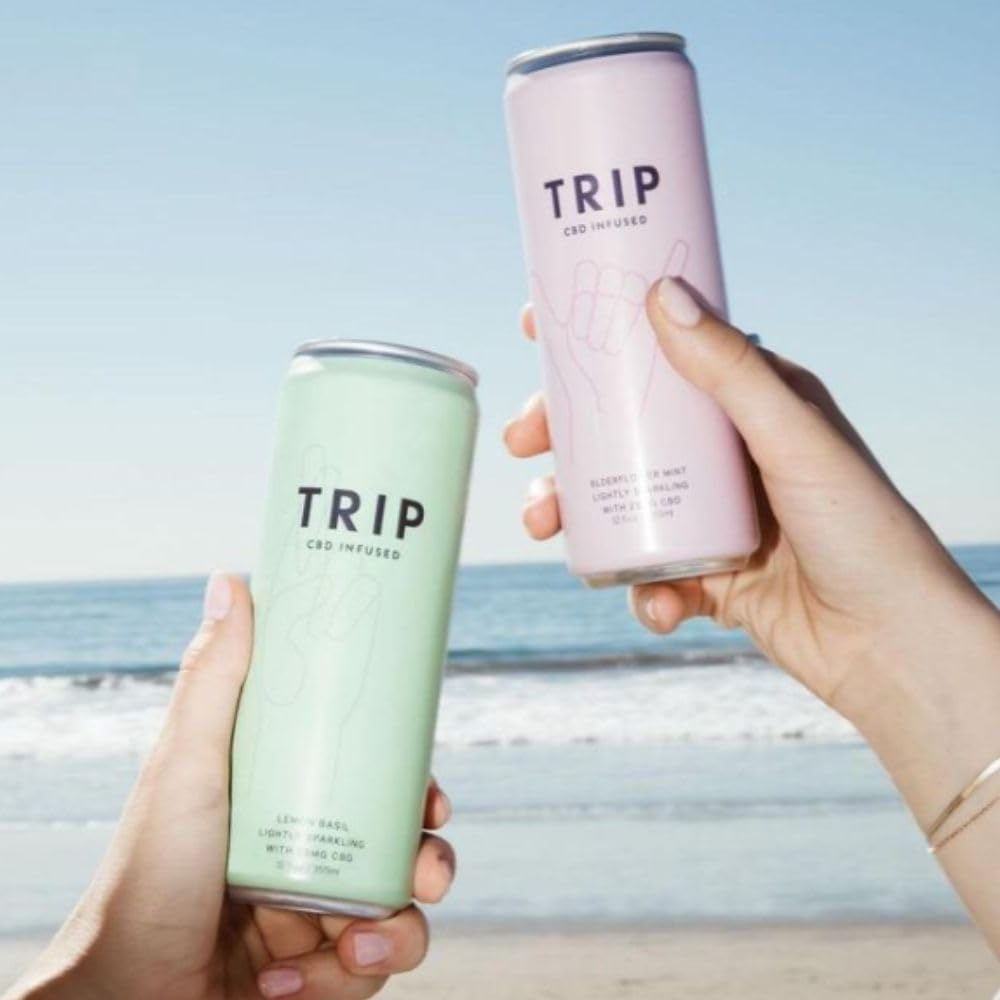 TRIP Sparkling Drink, Low Calorie, Vegan, Peach Ginger, 12 pack