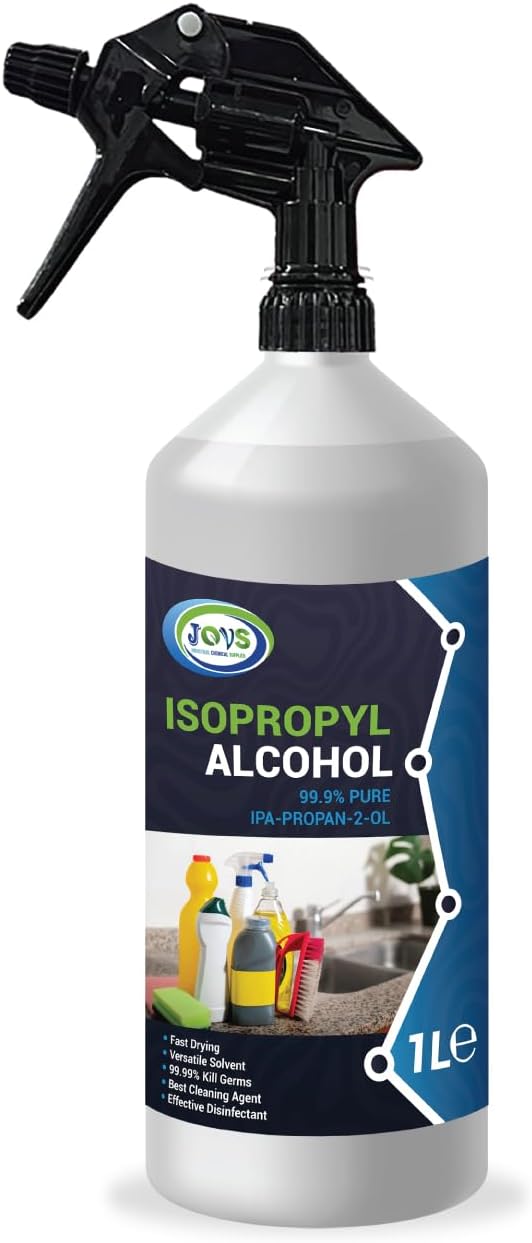 Isopropyl Alcohol IPA 99.9% 1L | Pure Lab Grade | Isopropanol 1 Litre | Rubbing Alcohol for Cleaning and Disinfecting | Solvent for Electronics, Hospitals, Windows, Glass, Appliances.