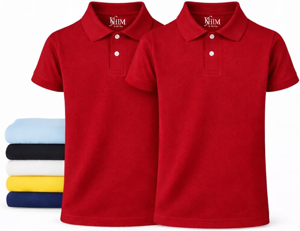 KHIM Unisex Polo Short Sleeve Polycotton Boys Girls School Uniform Plain Half Sleeve Shirts Sports Wear Indoor Outdoor