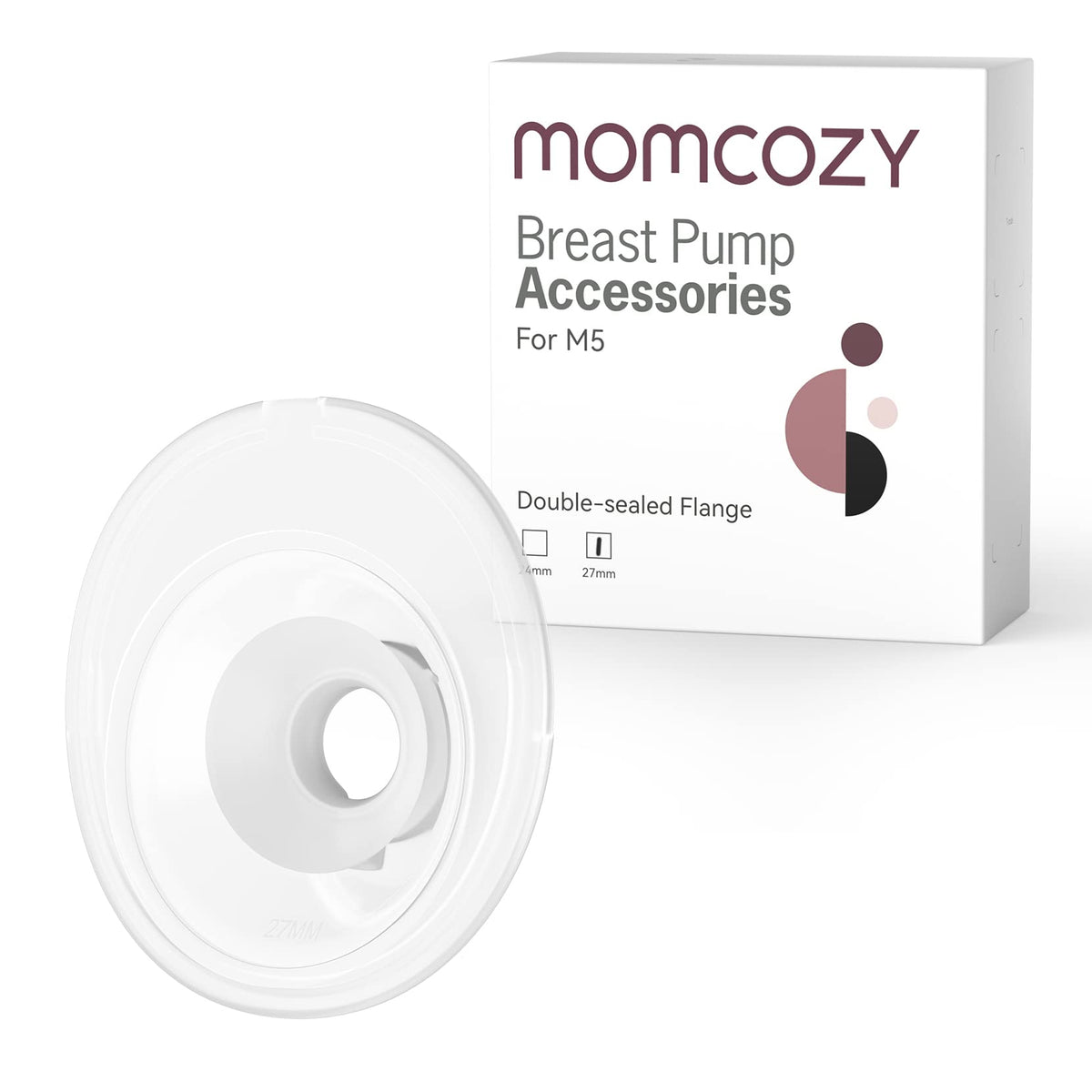 Momcozy Full Set Collector Cup Only Compatible with Momcozy M5 NOT for Others. Original M5 Breast Pump Replacement Accessories (160ml, with Double-Sealed Flange 24mm)