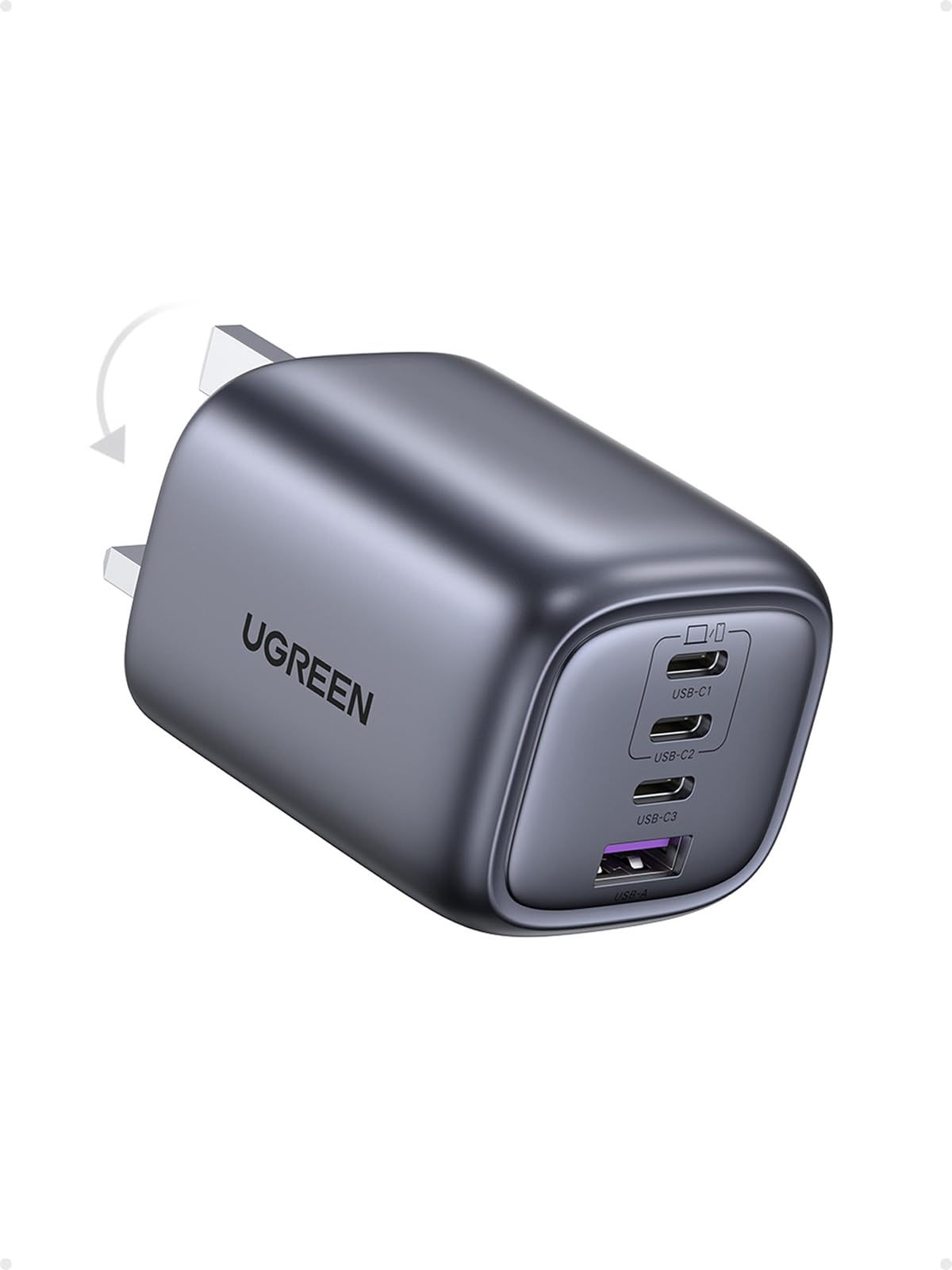 UGREEN USB C Plug 65W Nexode Foldable GaN Fast Charger 3-Port Charger