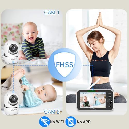 HelloBaby HB6550 Baby Monitor with Camera and Night Vision, 5" Split Screen