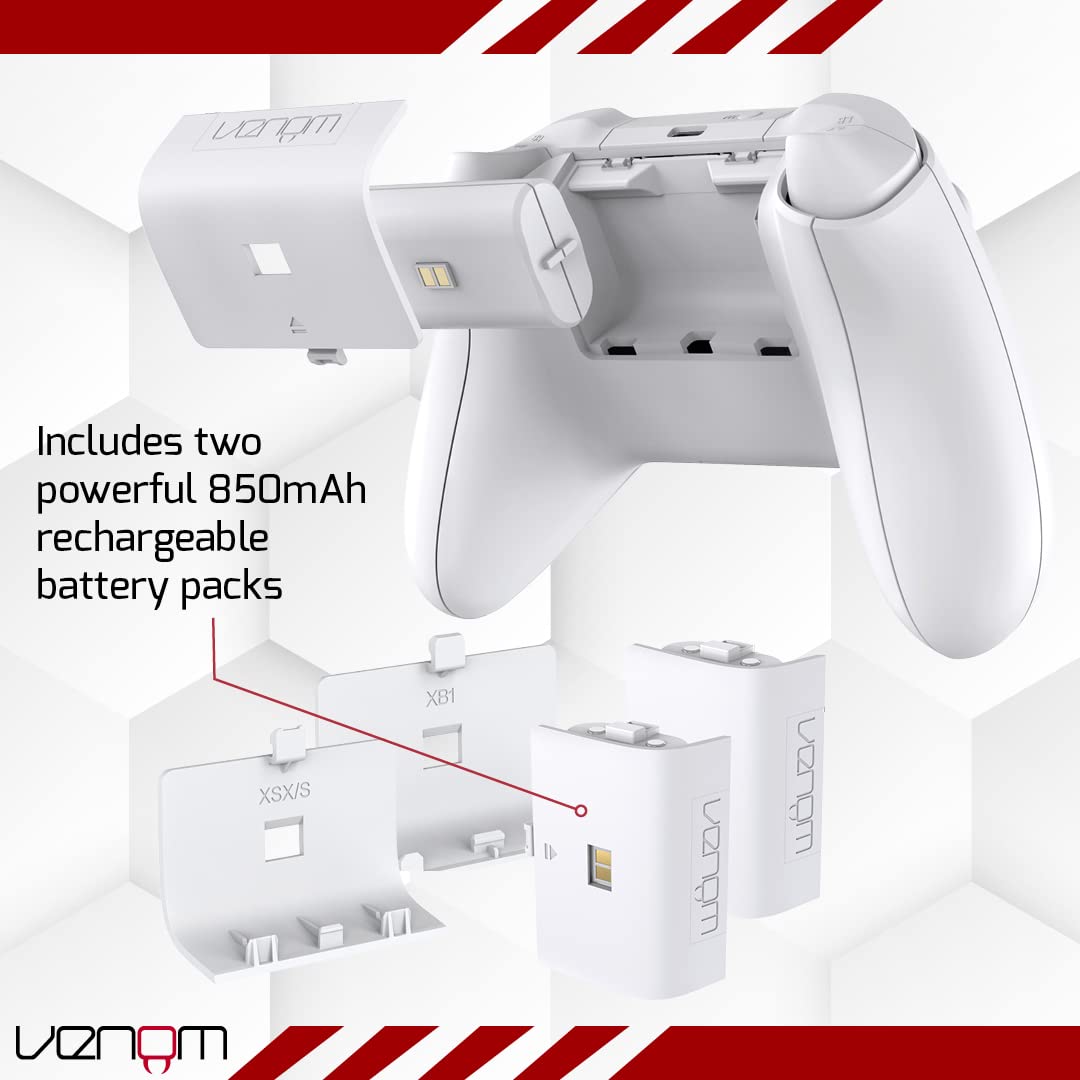 Venom Replacement Battery Packs for Xbox Charging Dock - White (Xbox Series X & S/Xbox One)