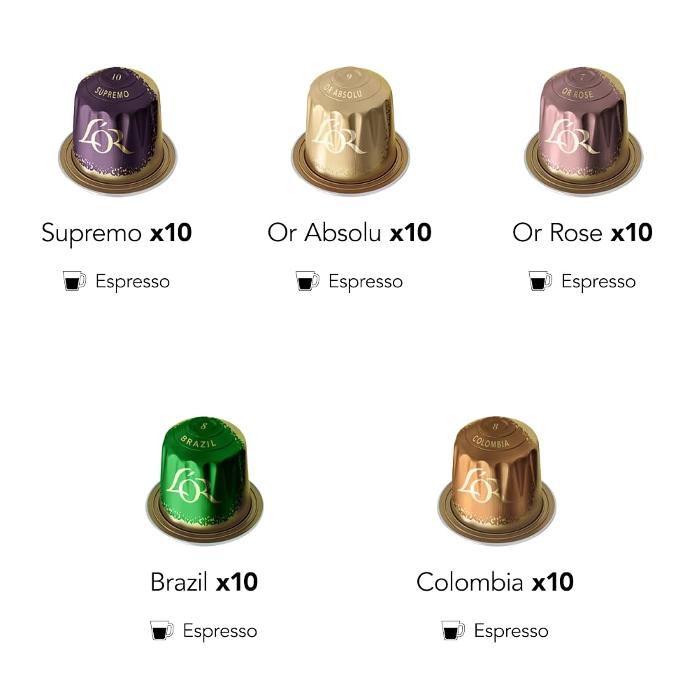 L'OR Espresso Intense Coffee Pods Variety Bundle (Pack of 12, Total 120 Capsules) Nespresso®* Compatible
