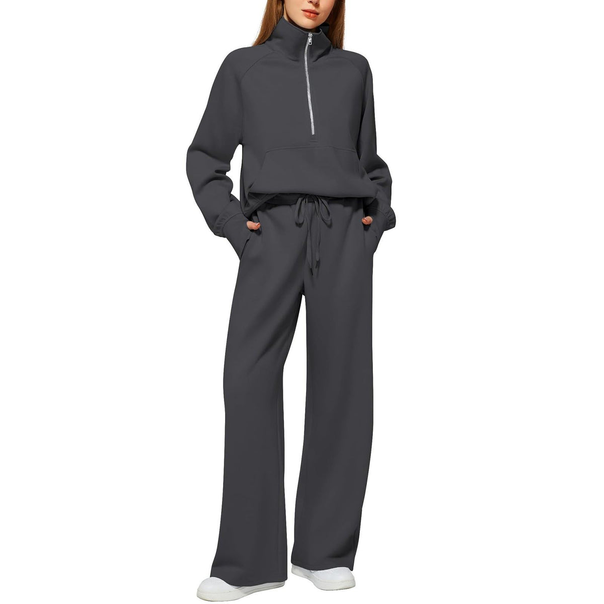 Lounge Wear Sets For Women Uk Women'S Fashion Tracksuit Full Set Comfort Long Sleeve Activewear Fall Outfits Gym Set 2 Piece Ladies Sweatshirts Sweatpants Zip Coat Tops Trousers Sets Clothing
