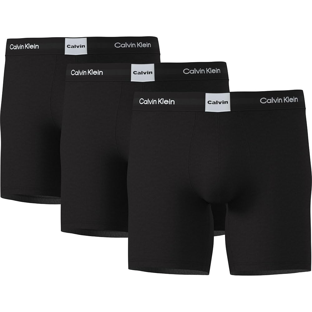 Calvin Klein Men’s 3 Pack Boxer Briefs with Logo Waistband