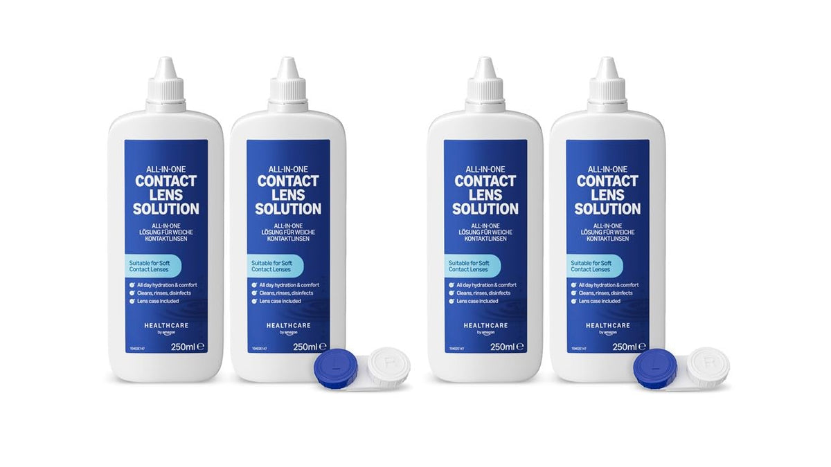 Healthcare by Amazon All-In-One Contact Lens Solution – For Soft Lenses, Bio-Tolerable for Sensitive Eyes, 2 x 250 ml
