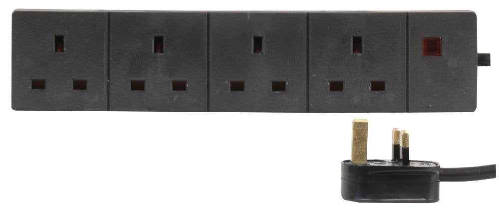 Pro Elec 3 m 4 Socket Neon On Light Extension Lead - White