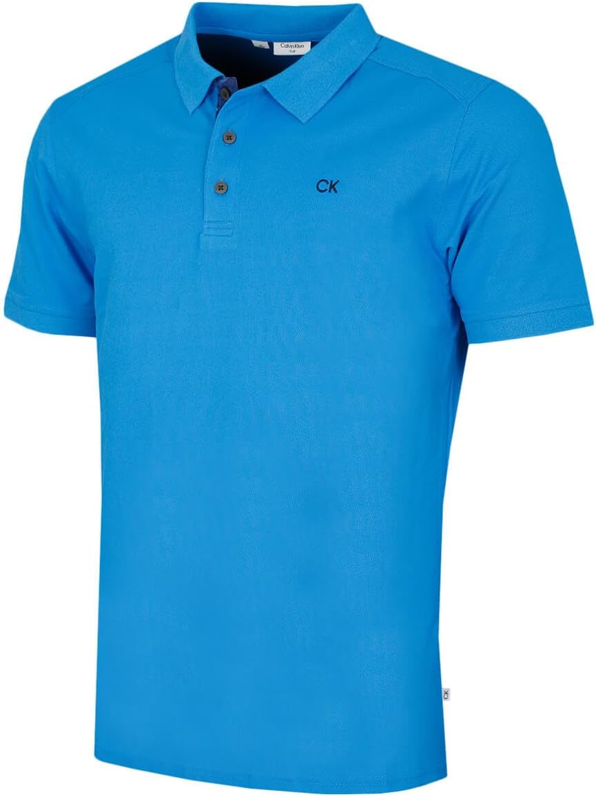 Calvin Klein Mens 2026 Campus 3 Button Ribbed Collar Golf Polo Shirt