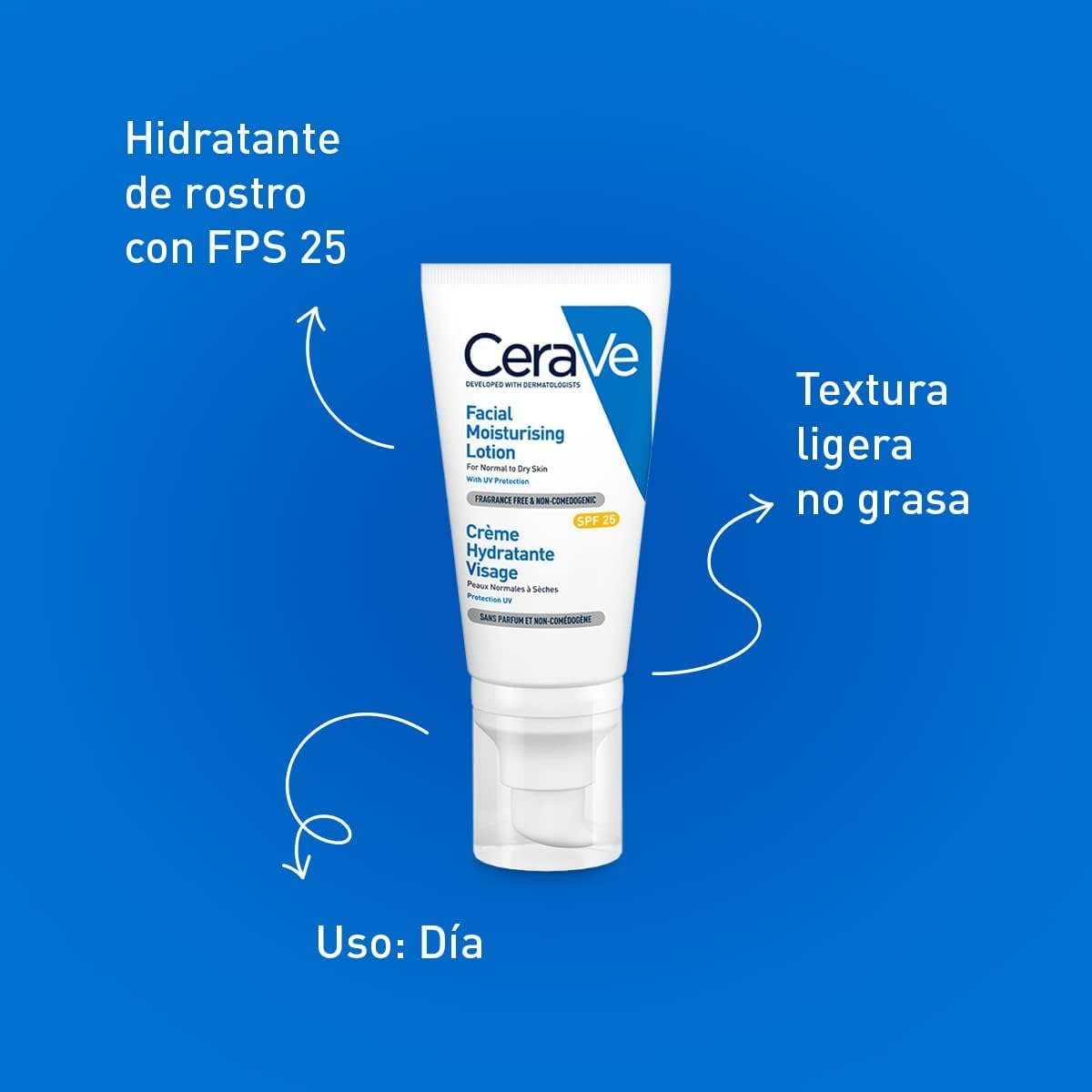 CeraVe AM Facial Moisturising Lotion SPF50 With 3 Essential Ceramides, Vitamin E, Niacinamide, MVE Technology, UVA UVB Protection, For Normal to Dry Skin, Lightweight, Non-Greasy, Allergy Tested, 52ml
