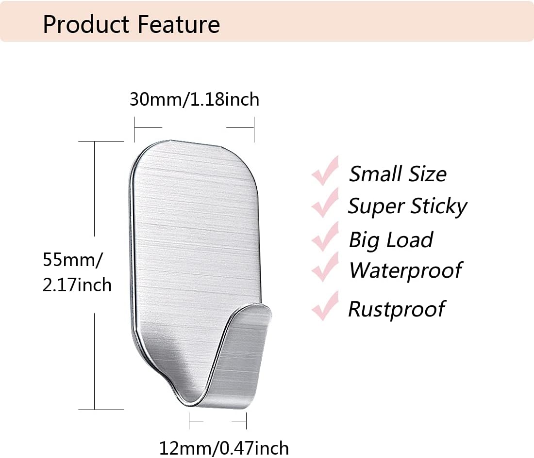 10 Pack Small Sticky Hooks for Hanging