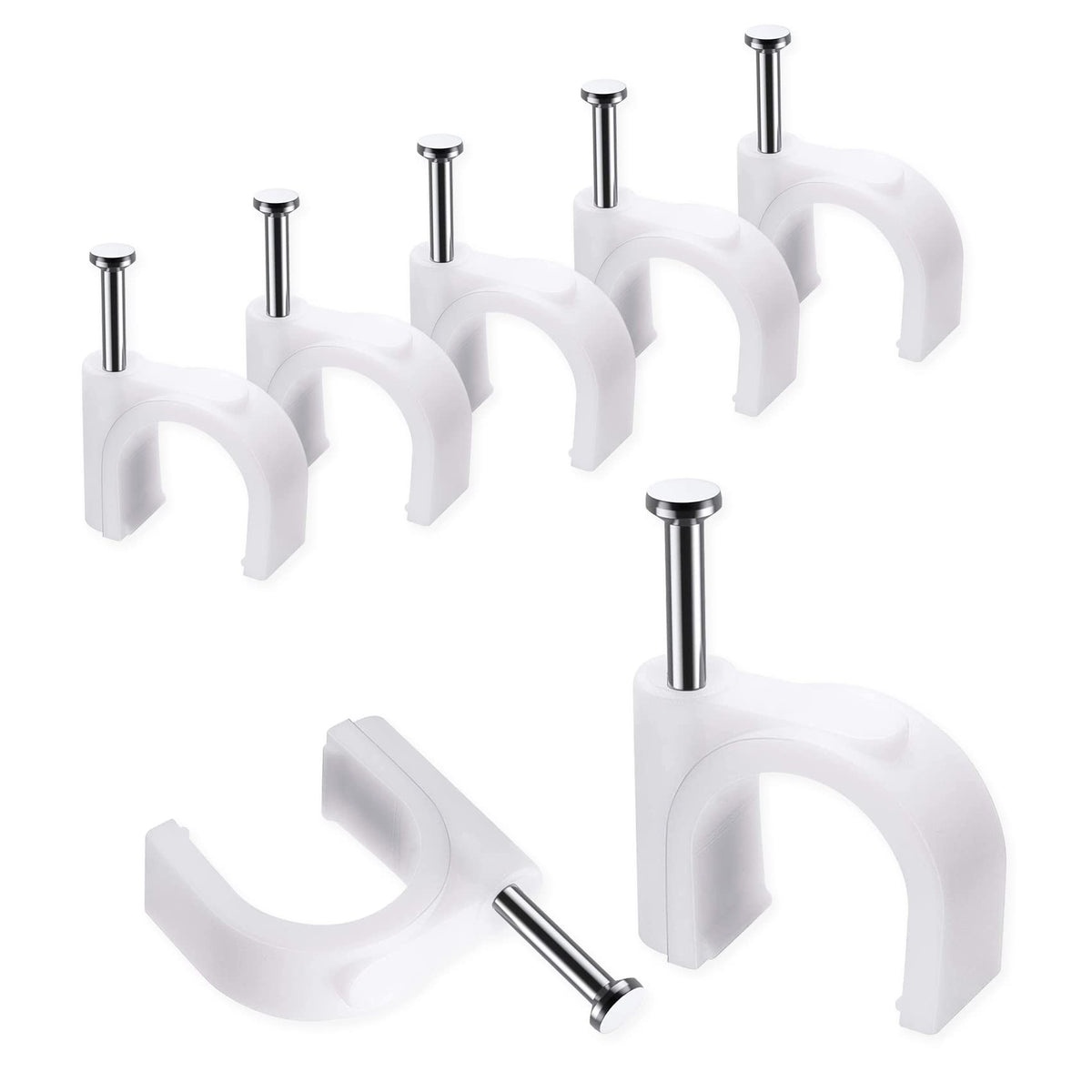 Abnii Cable Clips, 400 Pcs, 4mm 6mm 8mm 10mm Nail Clip, White
