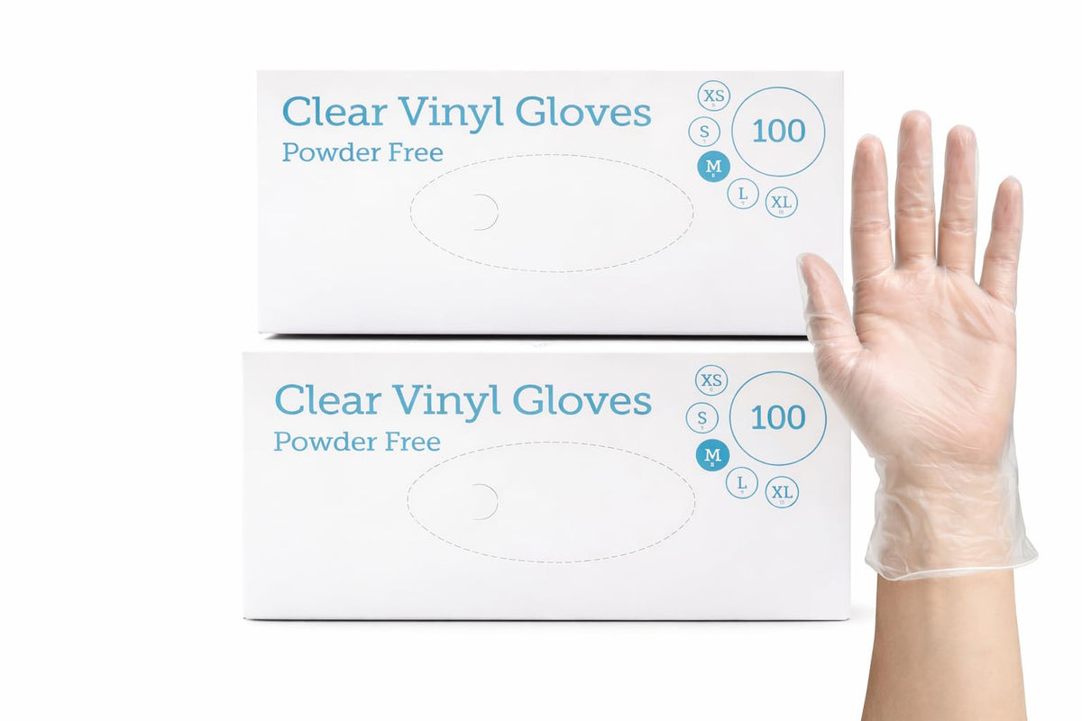 1ABOVE 100 Clear Vinyl Gloves Medium Latex-Free Powder-Free
