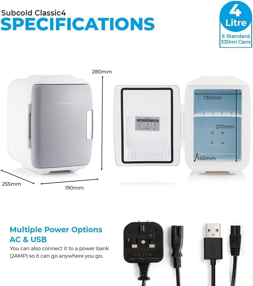 Subcold Classic4 Mini Fridge | 4L | Cooler & Warmer | AC & USB