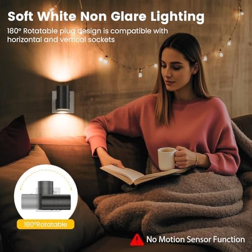 Fibrdoo Night Light Plug in, Dusk to Dawn Sensor Led Night Light Black