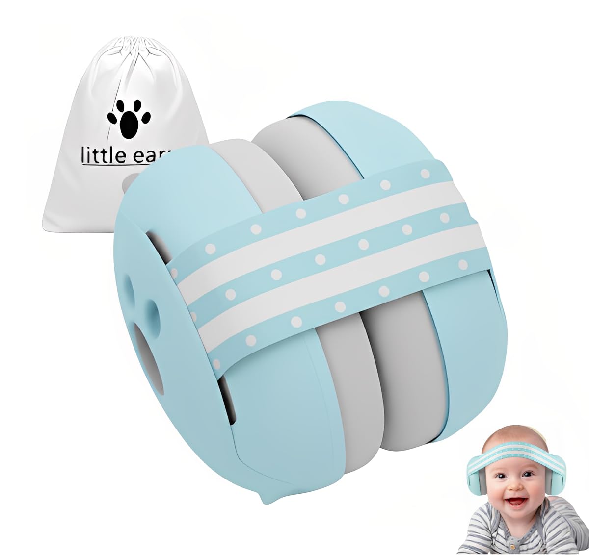 Baby Ear Defenders for 0-36 Months, Soft Adjustable with Noise‑Reduction