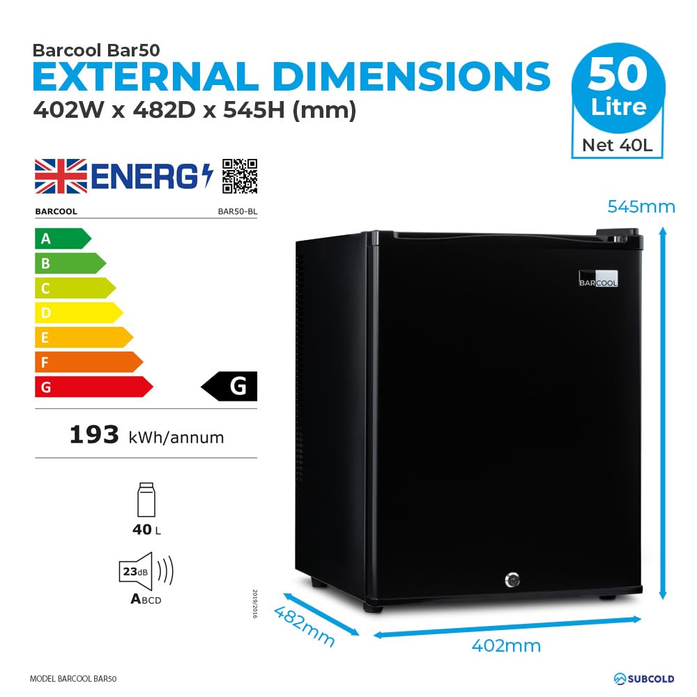 Barcool Bar25 Mini Bar Fridge | 5-15°C | Ultra-Quiet | Solid Door