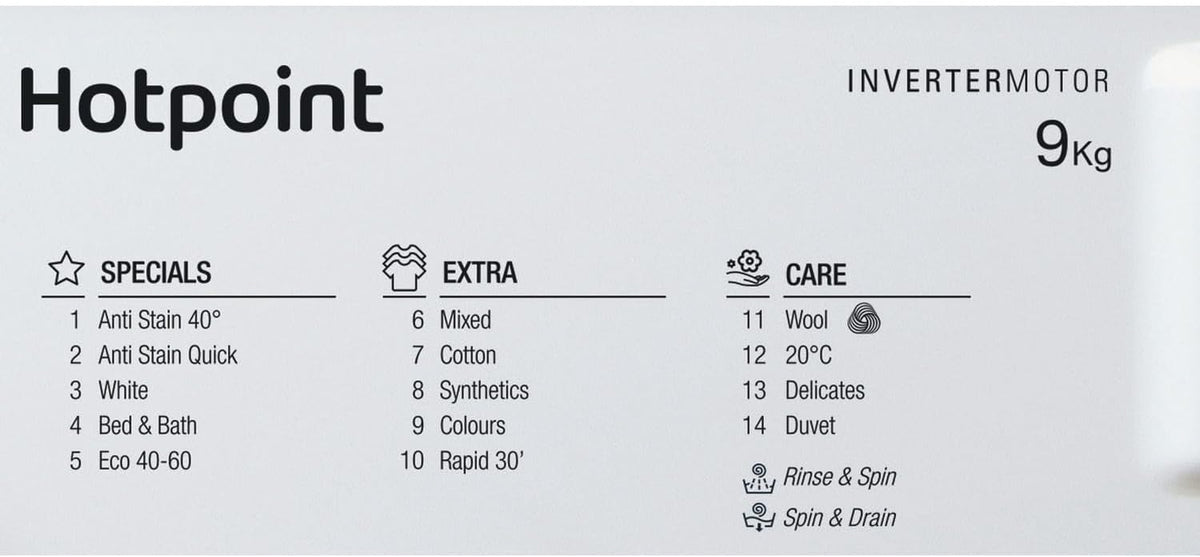 Hotpoint Anti-stain Integrated Washing Machine - White - 9kg - 1400rpm - B Rated - BI WMHG 91485 UK