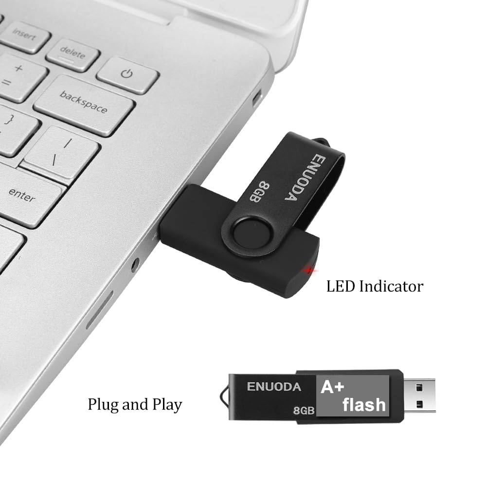 ENUODA Memory Stick 128GB USB 2.0 Flash Drives Swivel Design Storage Thumb Drive Pen Drive (Black)