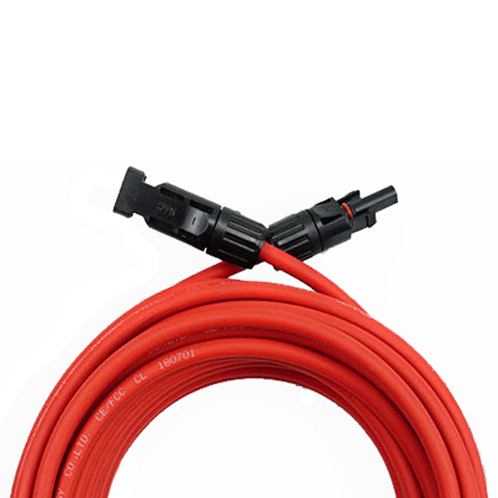 Solar Panel Extension Cable -1M/2M/3M/5M/10M/20M/30M 10AWG(6mm²/4mm²)，Harness Wiring Wire Adapter with Connector，Tinned Copper Electrical Wire Cable- Red+Black (4mm²3M)