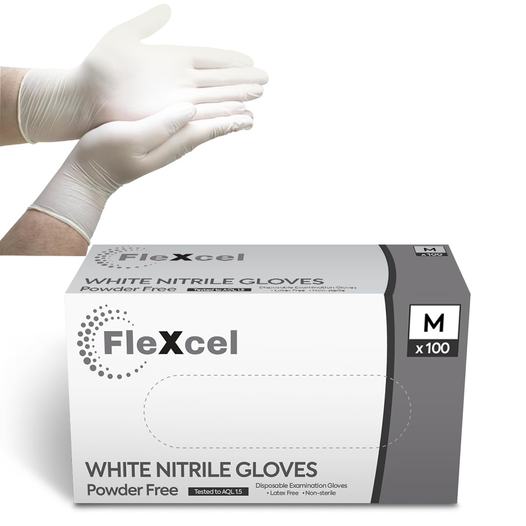 Powder Free Nitrile Gloves - Medical-Grade, Latex-Free, Food Safe (Box of 100)