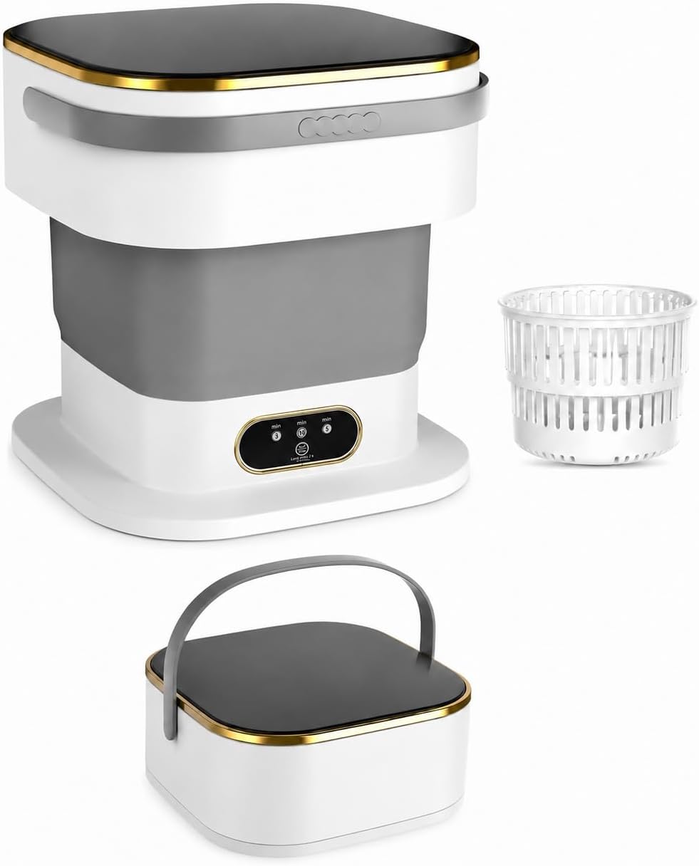 Vxoyo 15L Upgrade Portable Washing Machine with Spin Dryer, 3 Mode Foldable Mini Washing Machine & Deep Cleaning Small Washing Machine for Baby Clothes, Underwear, Camping, Dorm