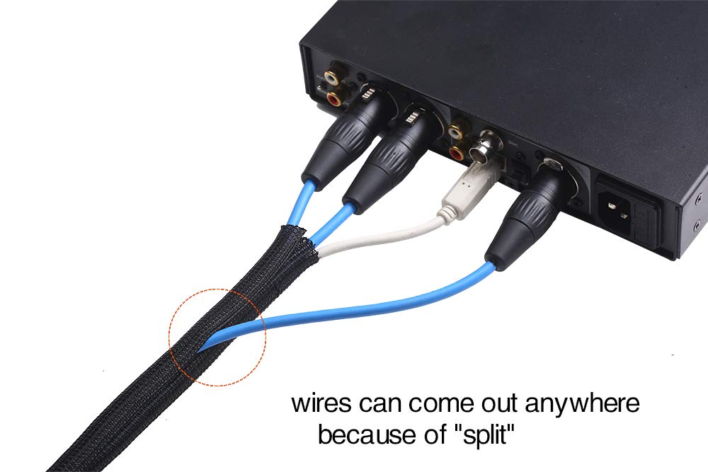 Alex Tech 10ft - 1/2 inch Cord Protector Wire Loom Tubing Cable Sleeve Split Sleeving for USB Power Cord Audio Video Cable – Protect Cat from Chewing Cords - Black