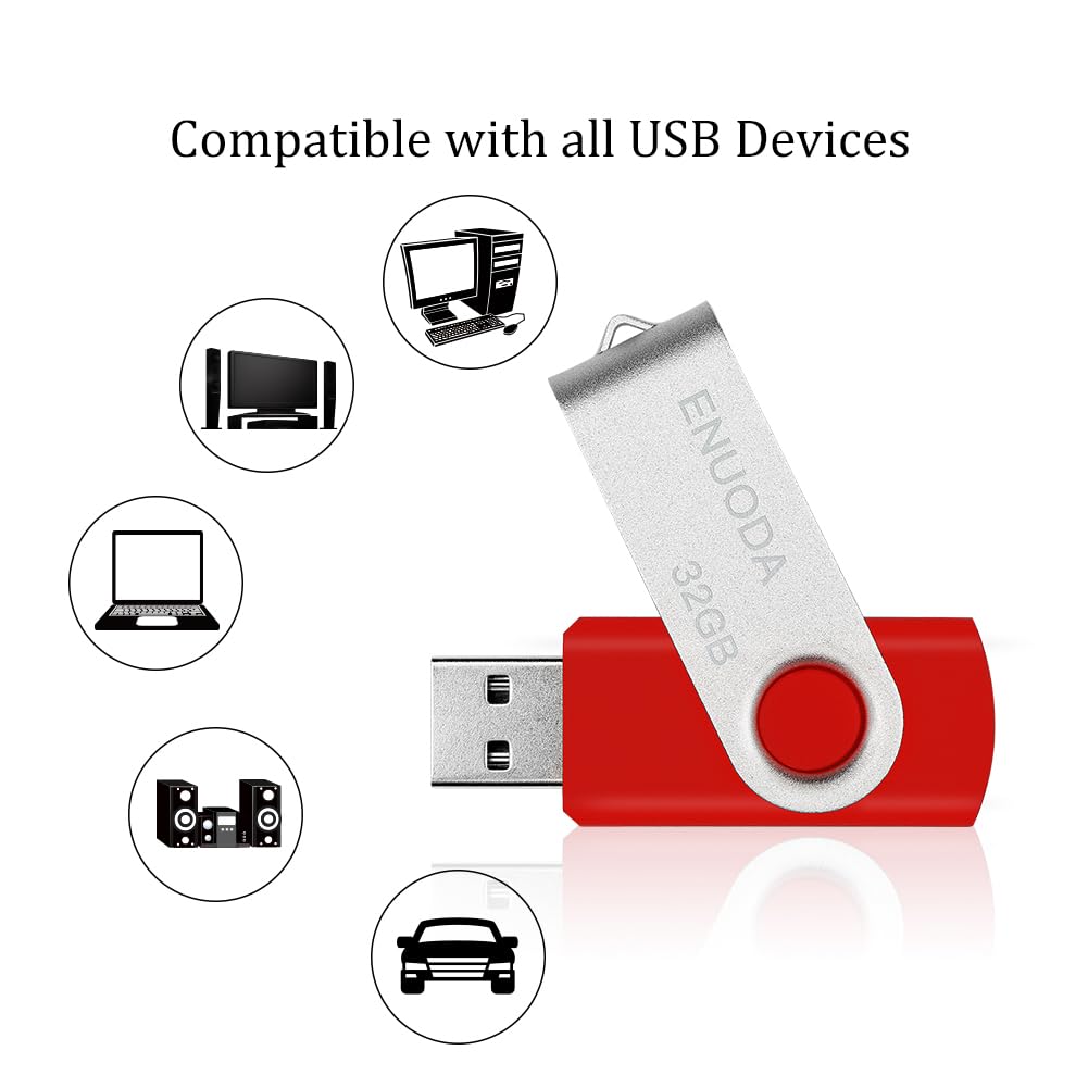 ENUODA Memory Stick 128GB USB 2.0 Flash Drives Swivel Design Storage Thumb Drive Pen Drive (Black)