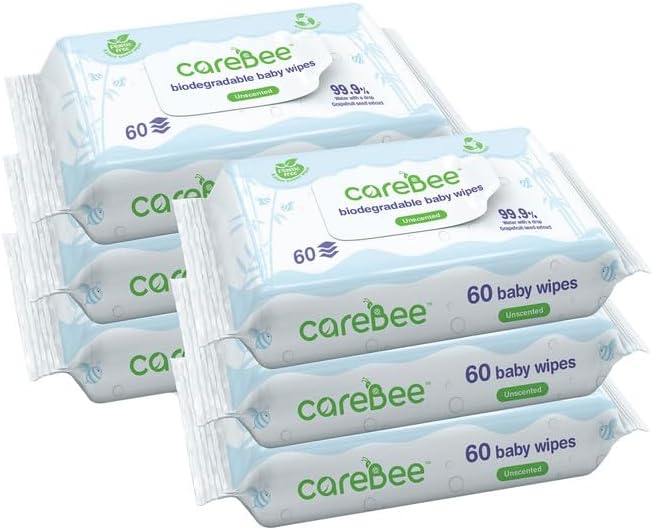 99.9% Water Baby Wipes, Plant-Based Skin Wipes, 60 Pack - (6, White)