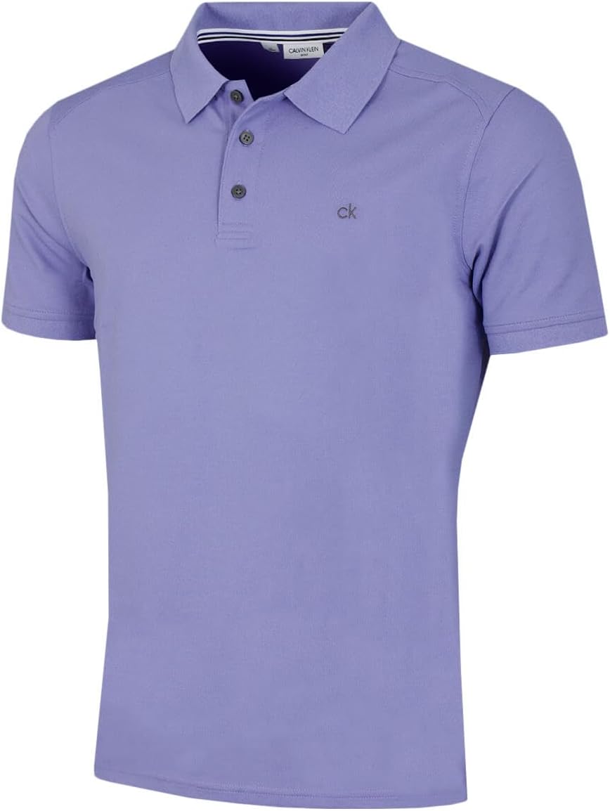 Calvin Klein Mens 2026 Campus 3 Button Ribbed Collar Golf Polo Shirt