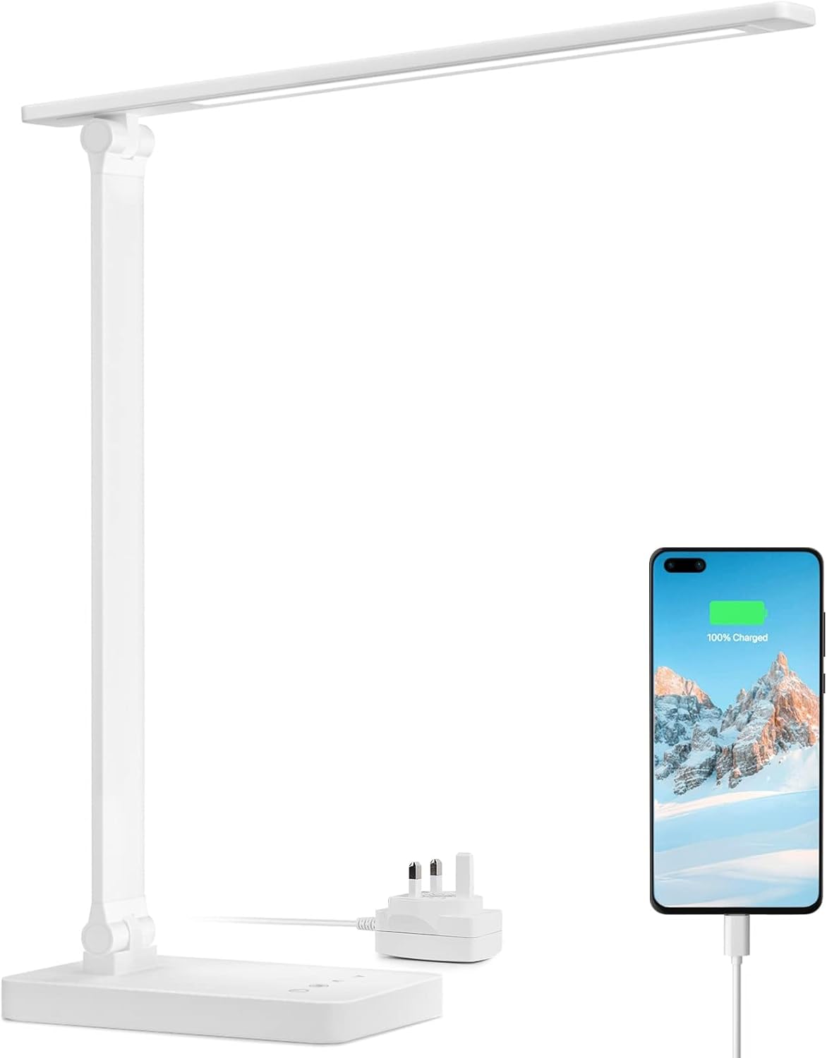 Lepro LED Desk Lamp, 700lm Office Desk Lamp with USB Charging Port, White