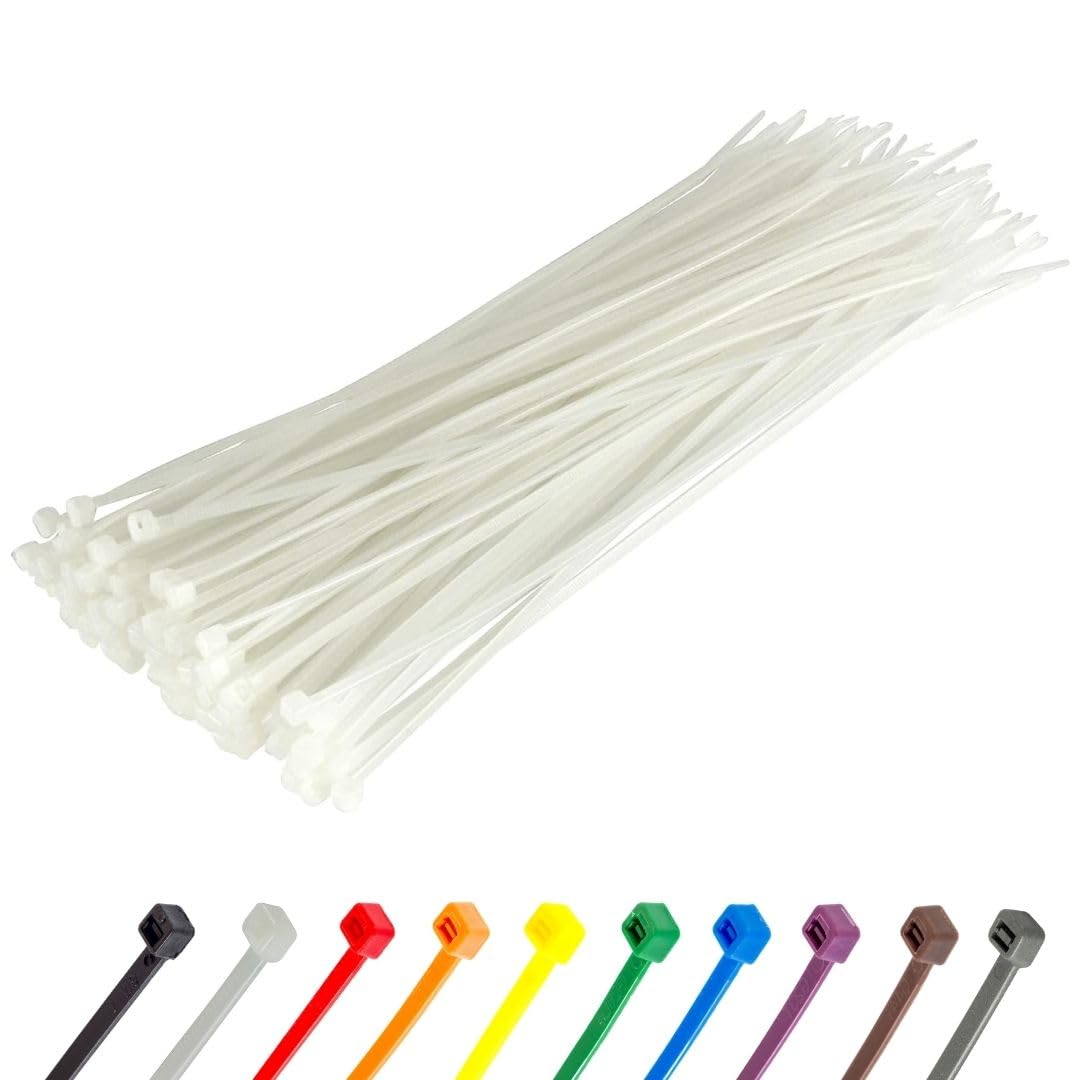 Gocableties Small Silver Cable Ties, 100mm x 2.5mm, Pack of 100, 4” Premium Nylon Zip Ties, Plastic Tie Wraps, Secure Self-Locking Mechanism, for Home, Garden, Office and DIY