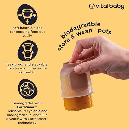 Vital Baby Store & Wean Baby Food Pots 60ml, 6 Pack | Leakproof, Stackable
