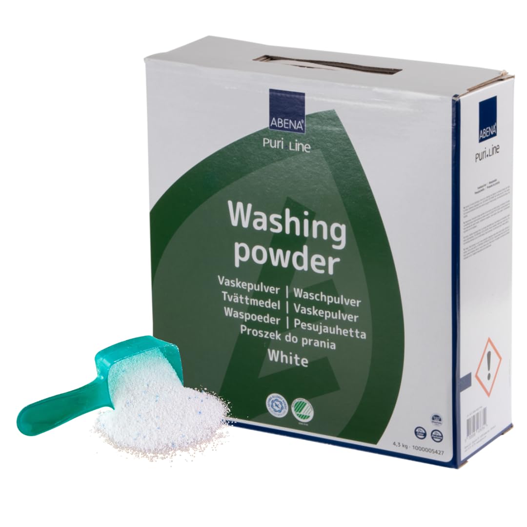 ABENA Washing Powder |5 kg| Jumbo Pack of Non scented Washing Detergent for light coloured clothing, Laundry Powder that's gentle on even the most sensitive skin.