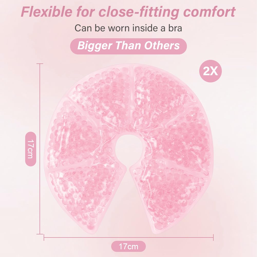 3-in-1 Breast Cooling Gel Pads, 2 Pack Hot & Cold Breastfeeding Gel Pads, Breast Feeding Essentials Reusable Gel Cooling Pad, Postpartum Essentials, for Nursing & Nipples Pain Relief, Mastitis