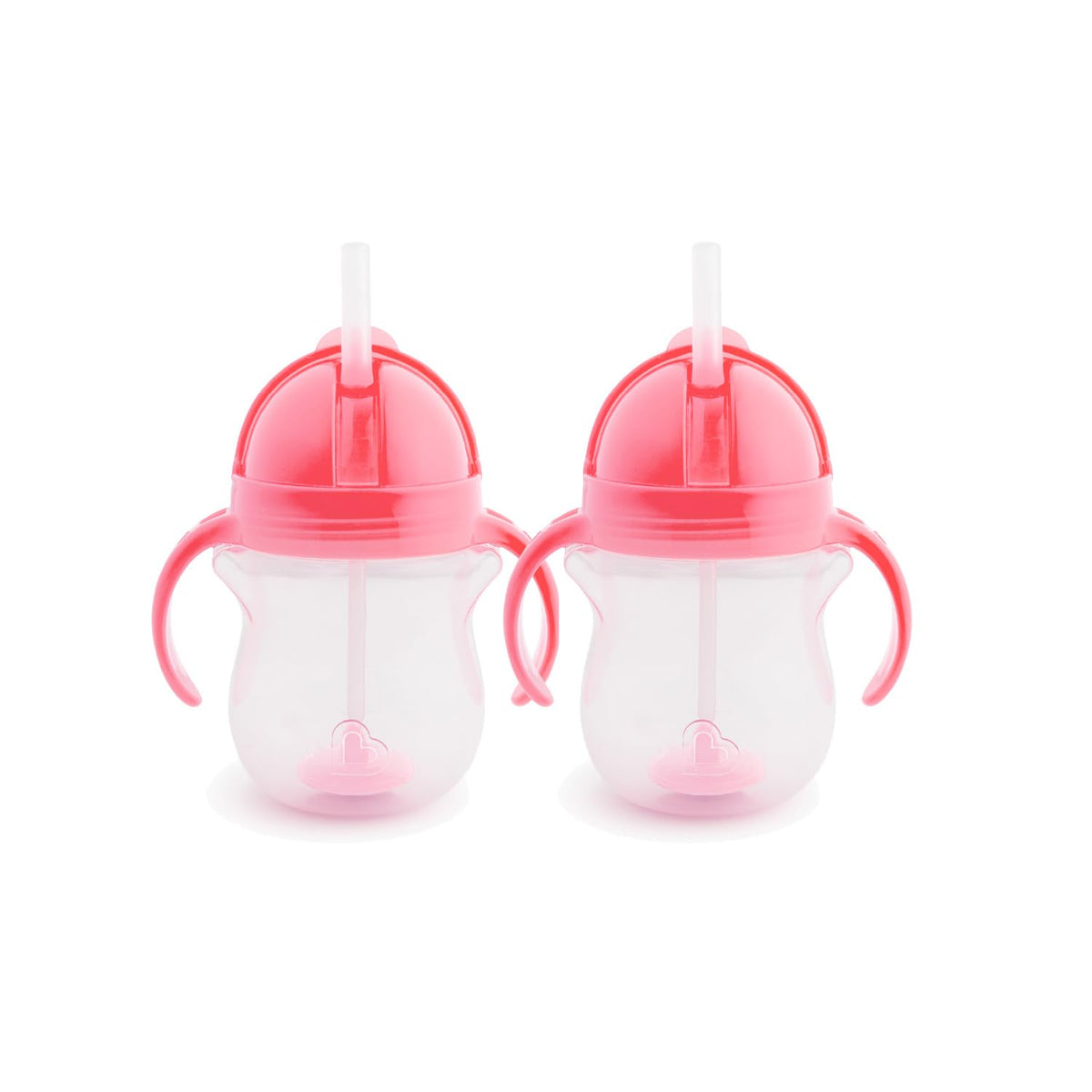 Munchkin Click Lock Tip & Sip Straw Cup Set| Baby & Toddler Sippy Cups with Straw| BPA Free Non Spill Cup| Dishwasher Safe Baby Straw Cup| Weighted Straw Childrens Cups| 7oz/207ml| 2 Pack| Pink/Purple