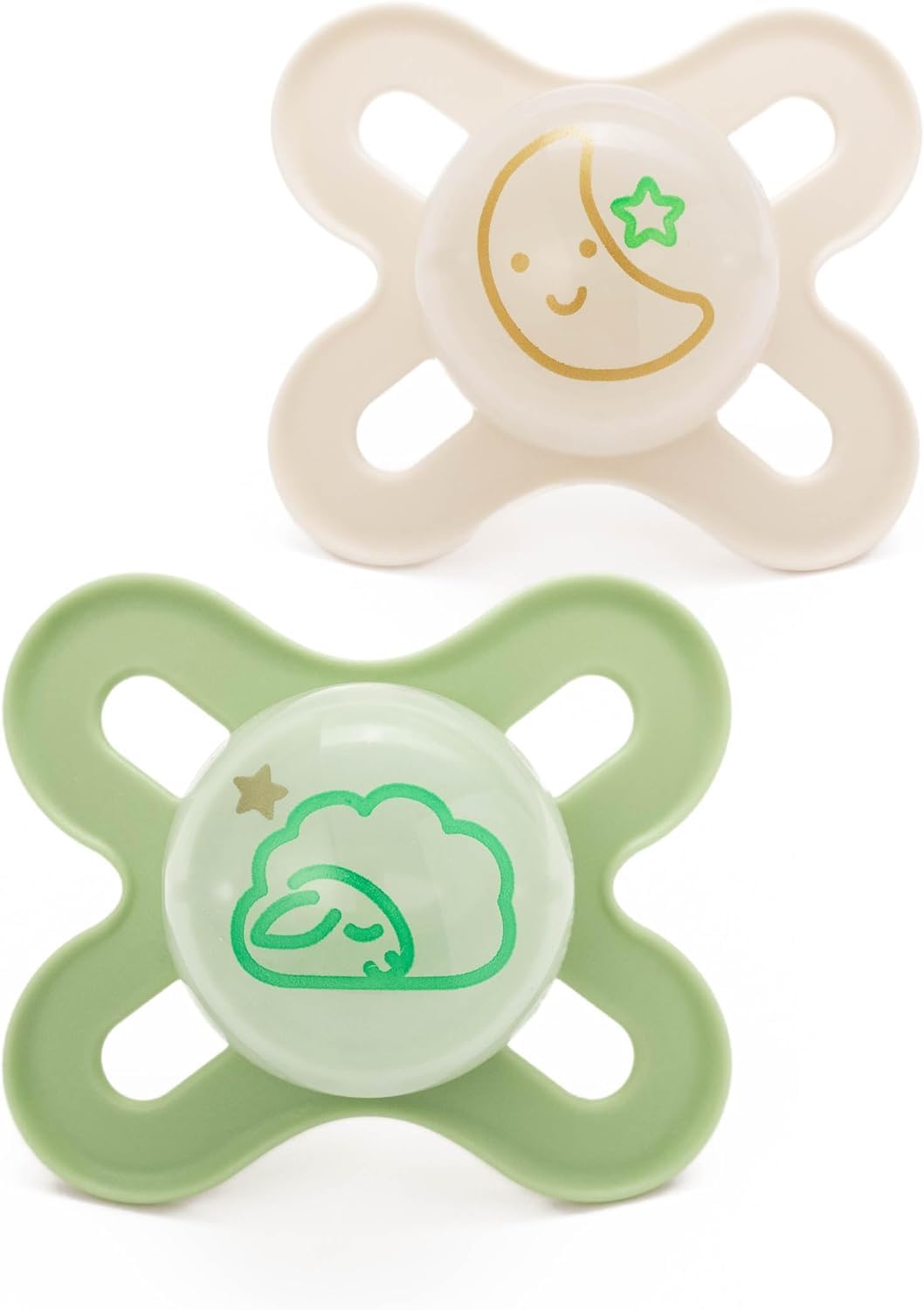 MAM Original Start Dummies, 0-2M, 2 Pack, Orthodontic Design, Cream/Yellow