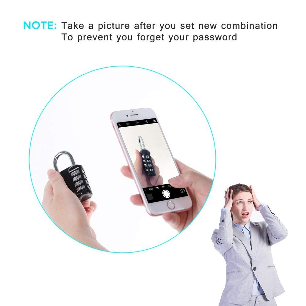 ZHEGE Combination Padlock, 4 Digit Coded Padlock (Sky Blue)