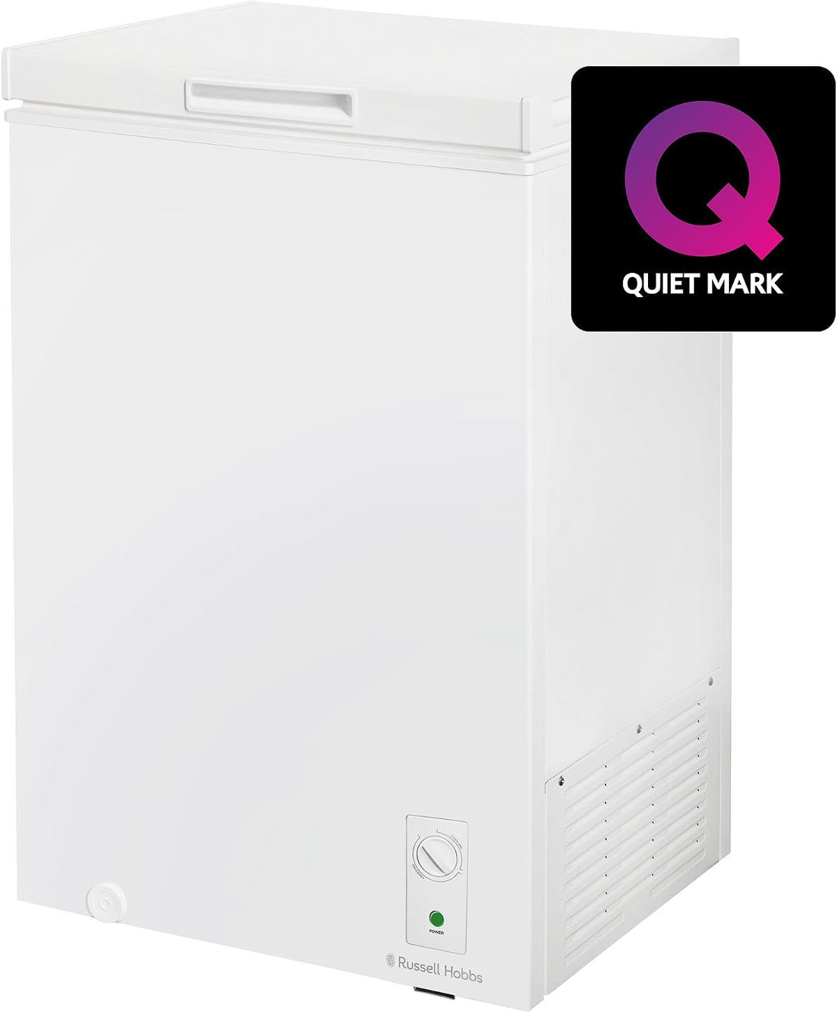 Russell Hobbs White Chest Freezer 143L Freestanding, Adjustable Thermostat, Chill or Freeze Function, 4 Star Freezer Rating & Suitable for Outbuildings & Garages RH142CF0E1W
