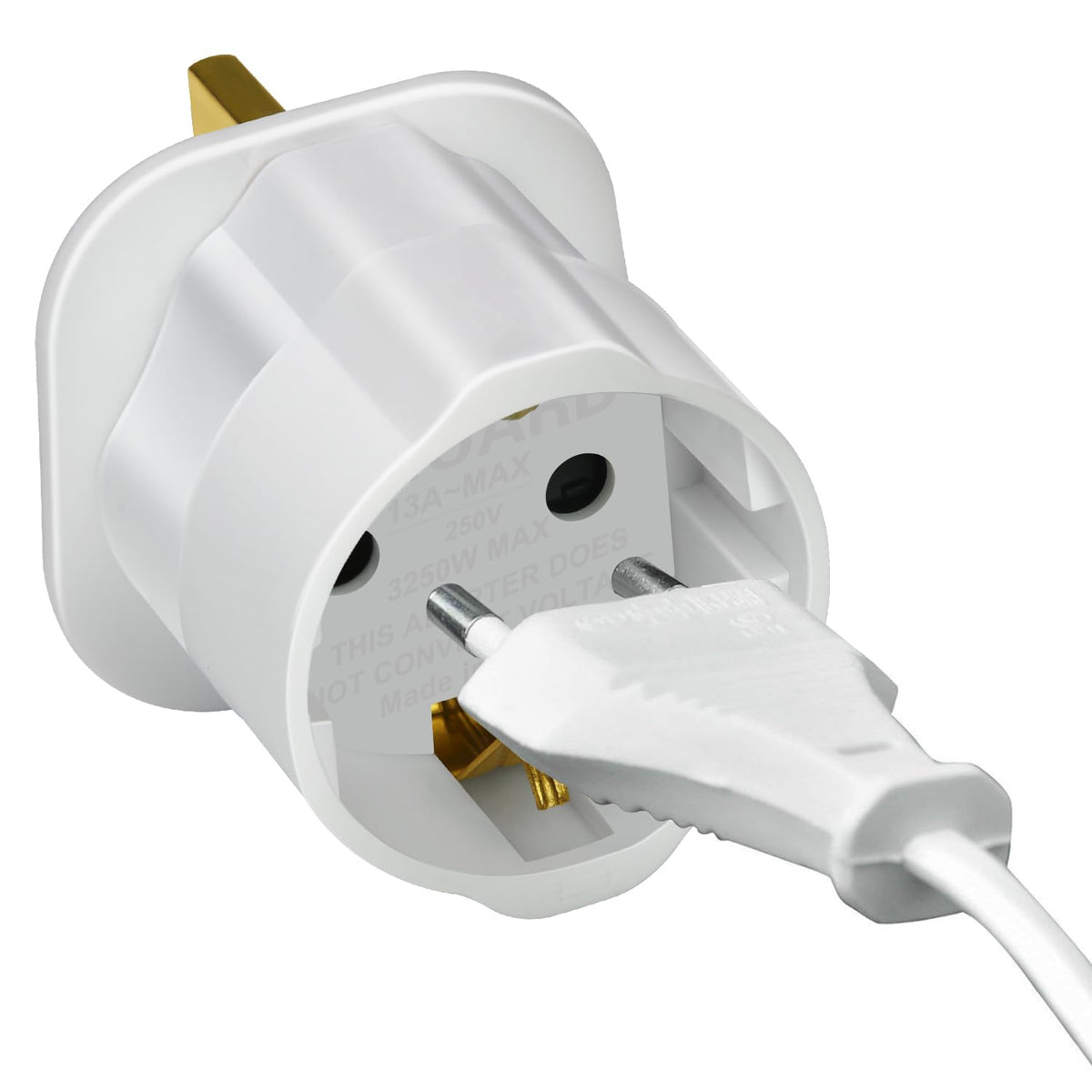 VGUARD European to UK Plug Adapter 2 Pack BS8546 Certified Travel Adapter 2-Pin to 3-Pin, EU Schuko to UK Plug with 13A Fuse for Europe French Spanish German Turkish to UK Socket - Black