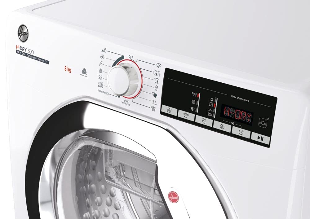 Hoover HLEC8LGB-80 Freestanding Condenser Tumble Dryer, Sensor Dry, 8 kg Load, Black