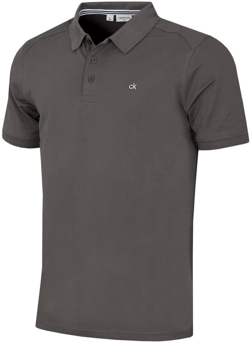 Calvin Klein Mens 2026 Campus 3 Button Ribbed Collar Golf Polo Shirt