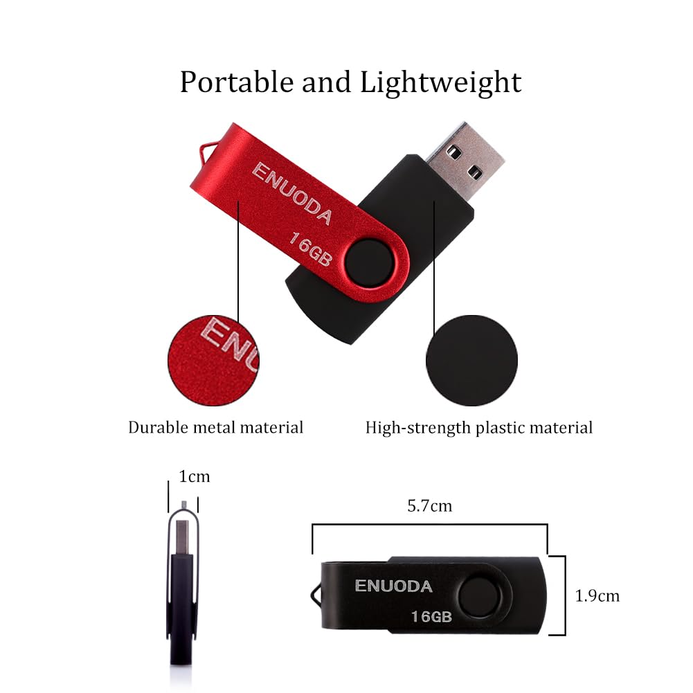 ENUODA Memory Stick 128GB USB 2.0 Flash Drives Swivel Design Storage Thumb Drive Pen Drive (Black)