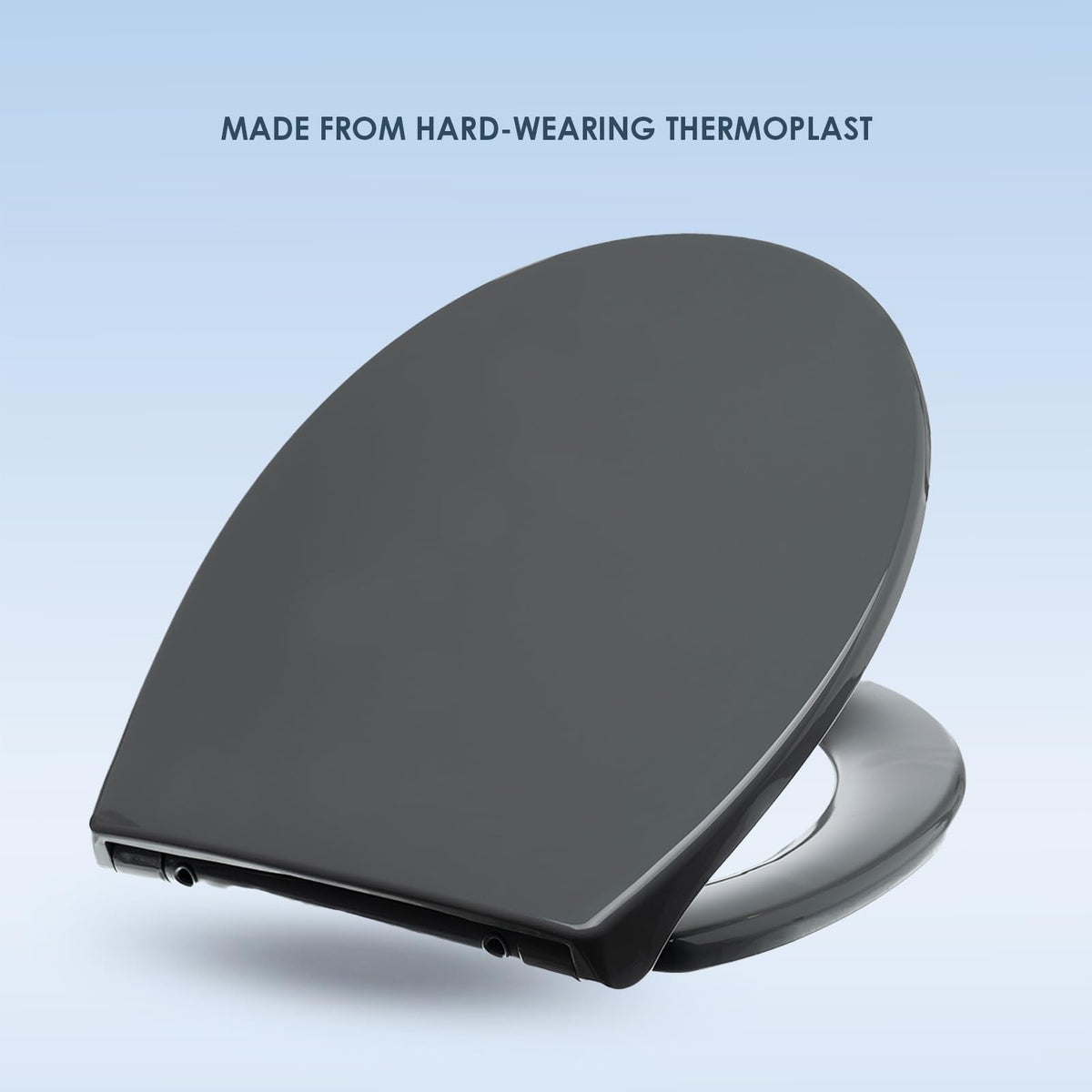 AQUALONA® Premium Thermoplastic Toilet Seat Soft Close Hardwearing Seat with Two Button Hinge Release D Shaped Easy to Clean Simple Installation Top and Bottom Fittings (White - D Shape)