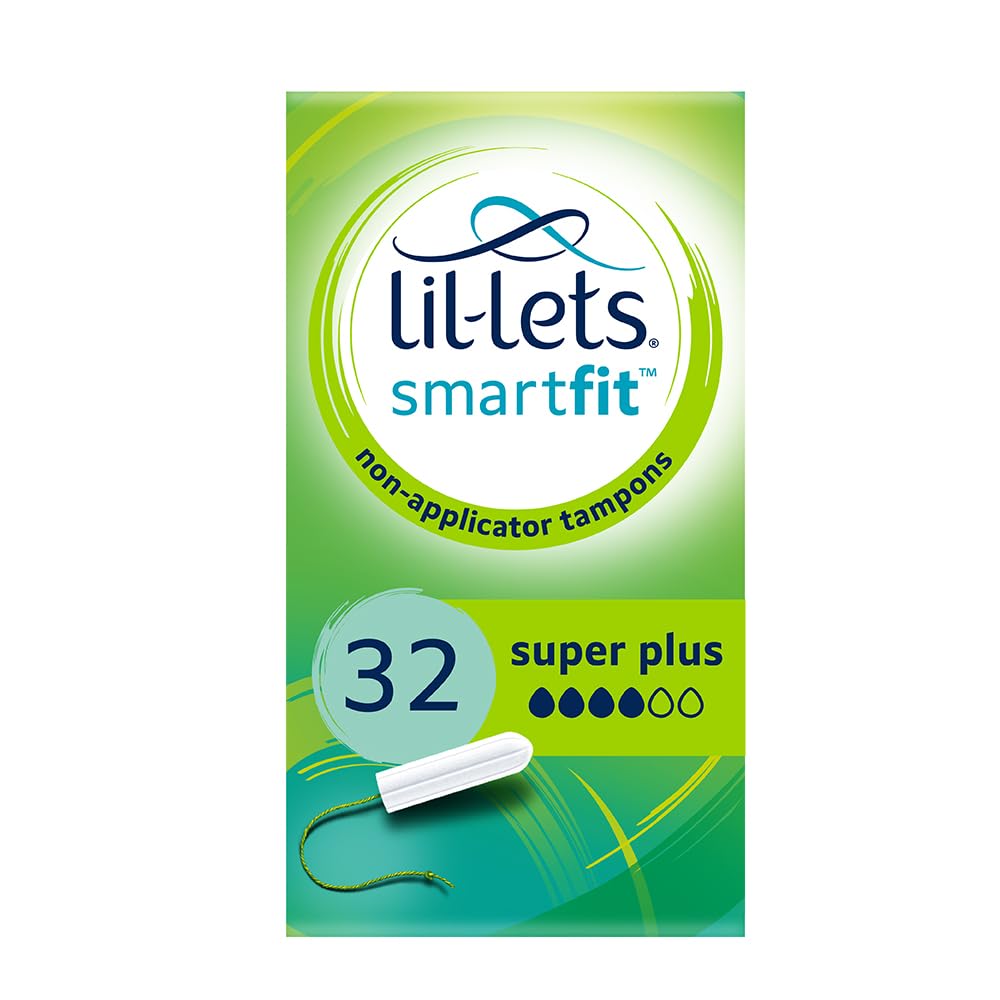 Lil-Lets Non-Applicator Regular Tampons, 32 Count (Pack of 1), For Light to Medium Flow, 2 Droplets, Plant-Based, SmartFit™ Non-App Tampon