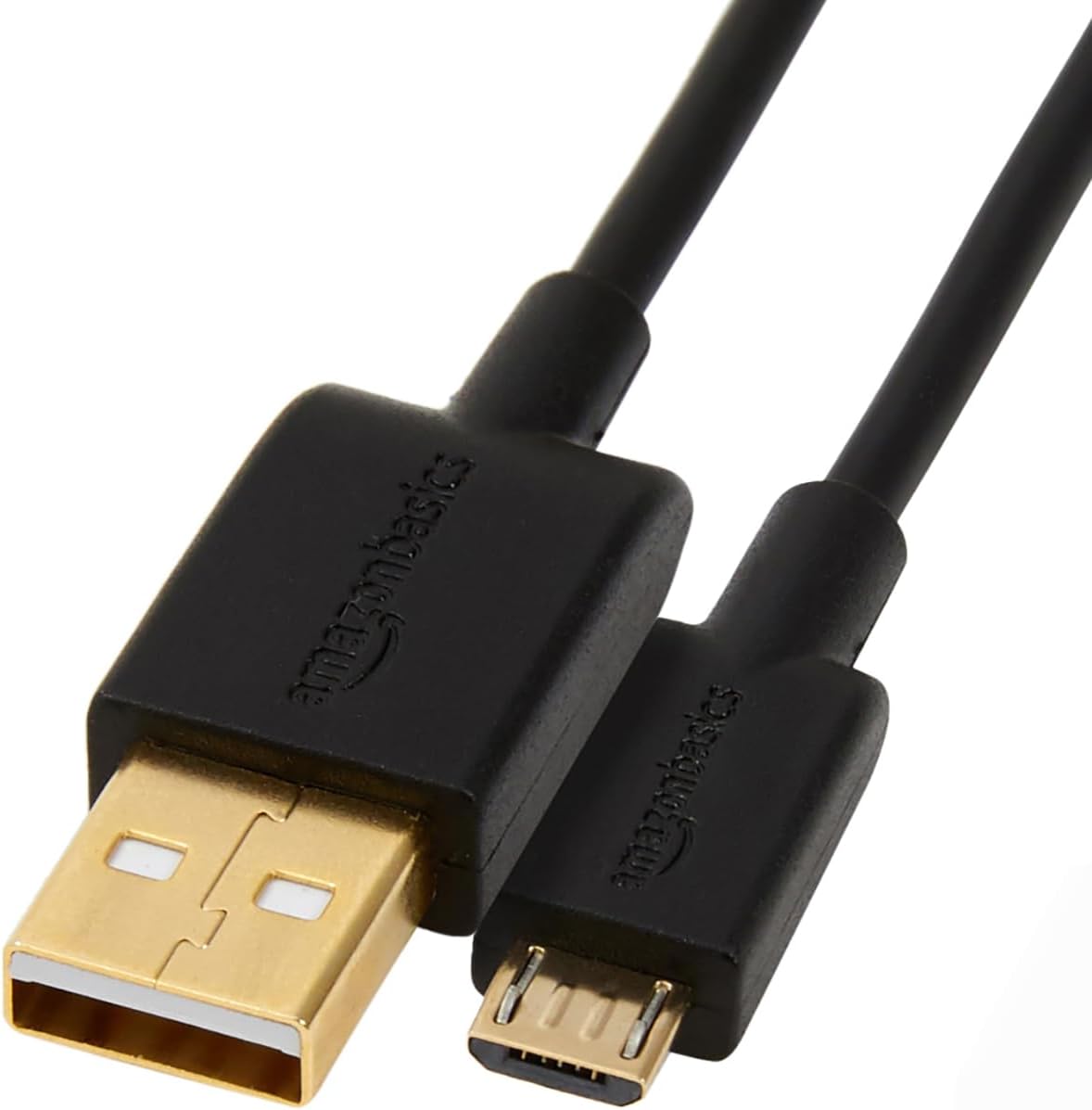 Amazon Basics 5-Pack USB-A to Micro USB Charging Cable, 480Mbps Transfer Speed with Gold-Plated Plugs, USB 2.0, 3 m, Black