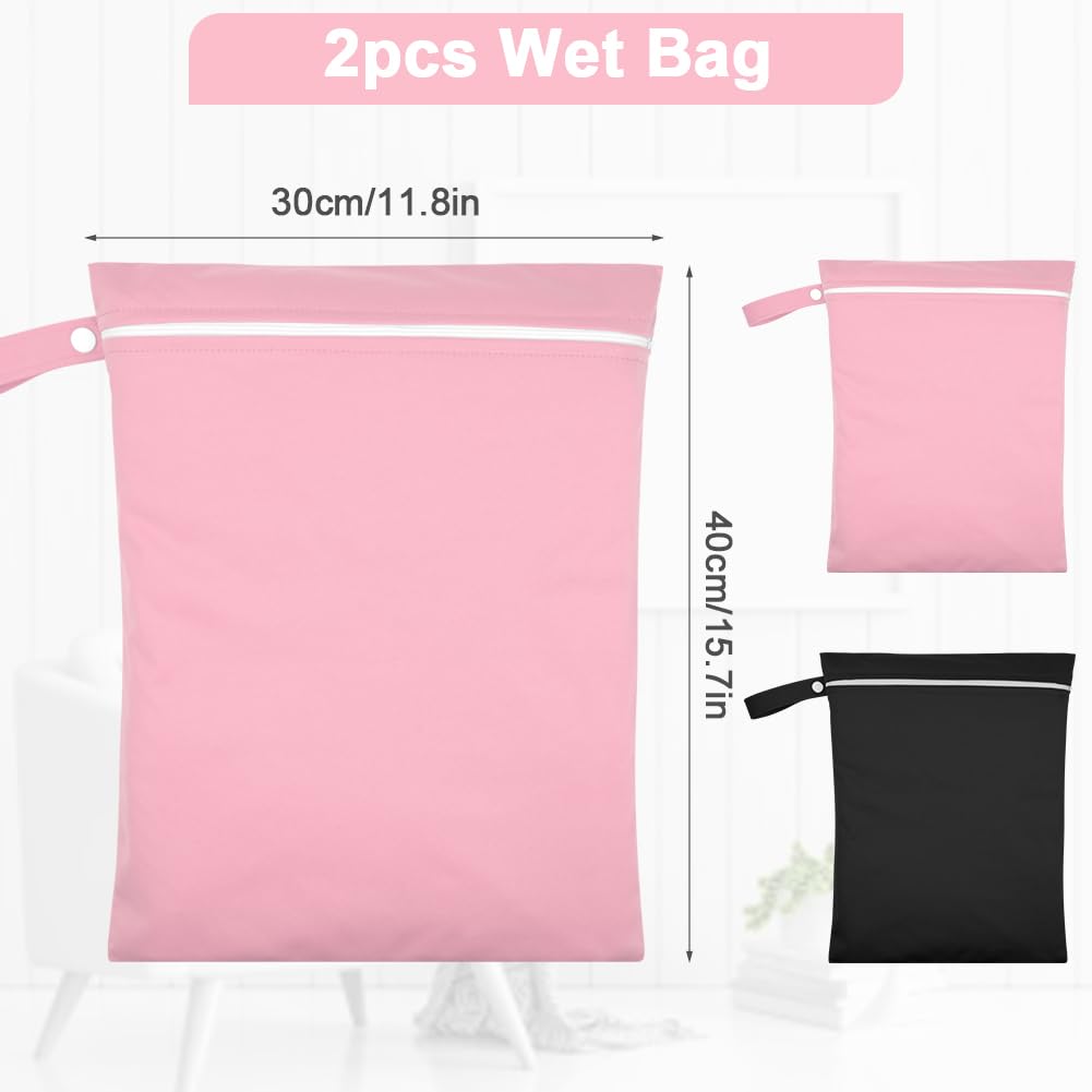 2PCS Wet Bags for Baby Items, Wet Swimsuits, Beach, Camping(Black)