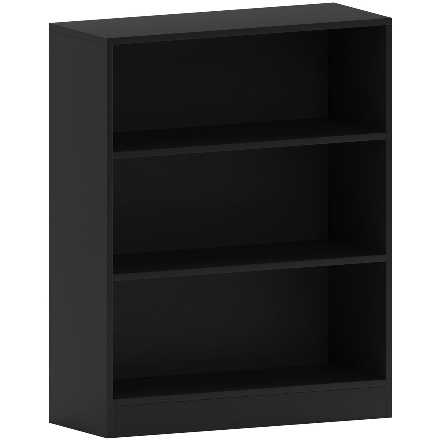 Vida Designs Cambridge 3 Tier Low Bookcase, White Wooden Shelving Display Storage Unit Office Living Room Furniture