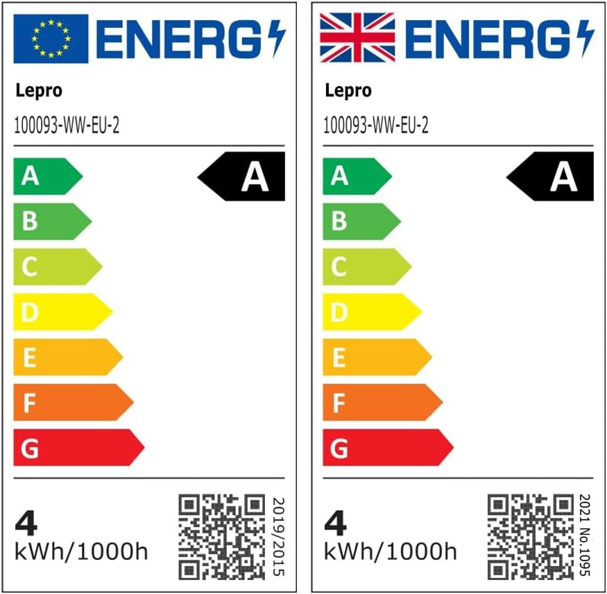 Lepro E27 Screw Bulb A-Rated, 3.8W = 60W, 806lm, 2700K Warm White,Pack of 2