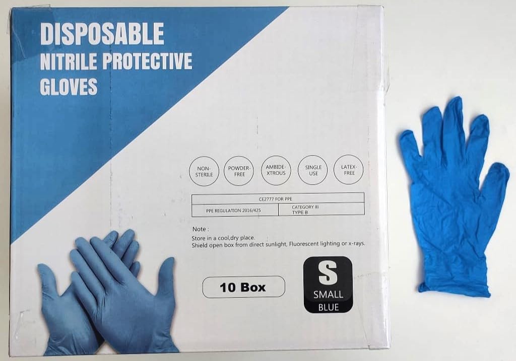 Surgicals Powder Free Nitrile Gloves, Food Grade, Hand Disposable Gloves - 100 Count - Blue (100, Large)